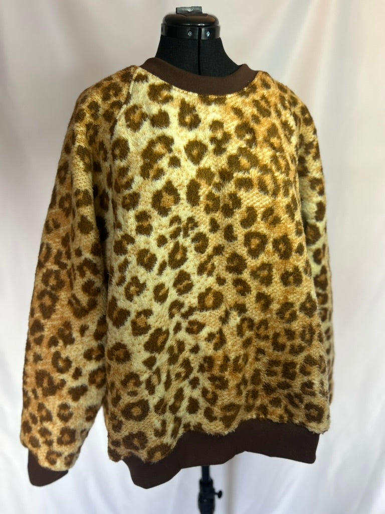 Handmade Upcycled Leopard Blanket Sweatshirt