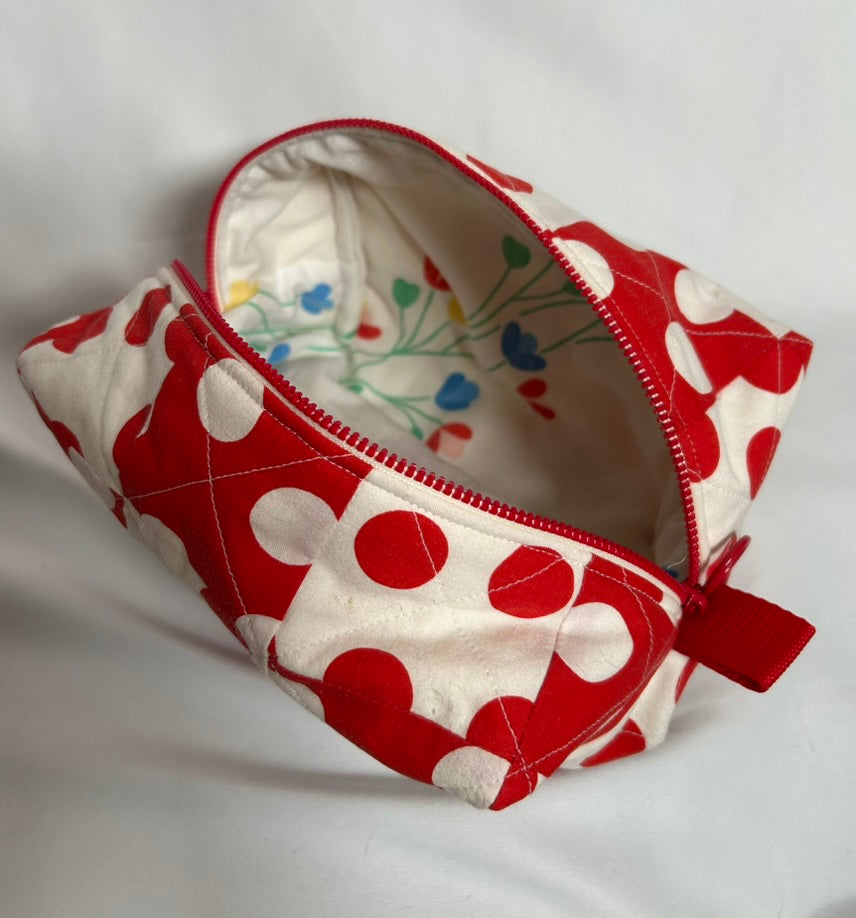 Handmade Upcycled Quilted Polka Dot Boxy Pouch