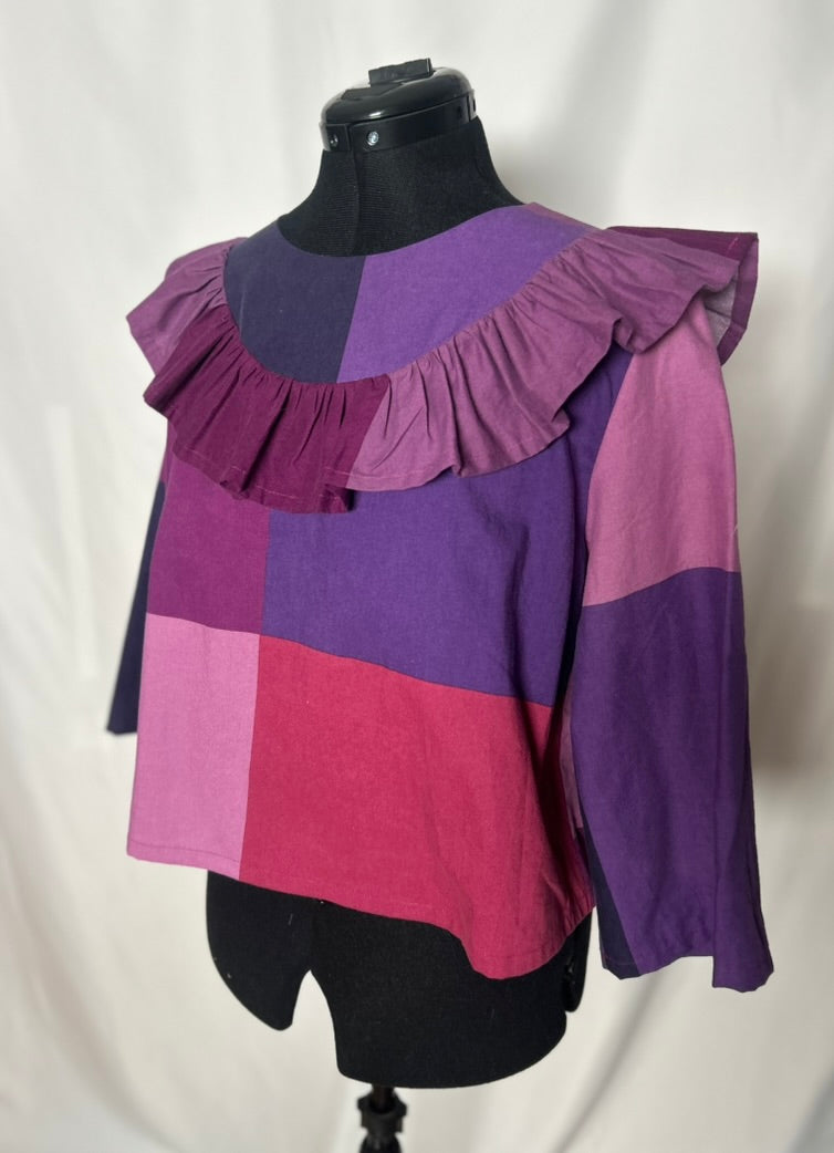 Handmade Upcycled Long Sleeve Ruffle Top