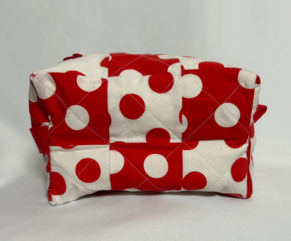 Handmade Upcycled Quilted Polka Dot Boxy Pouch