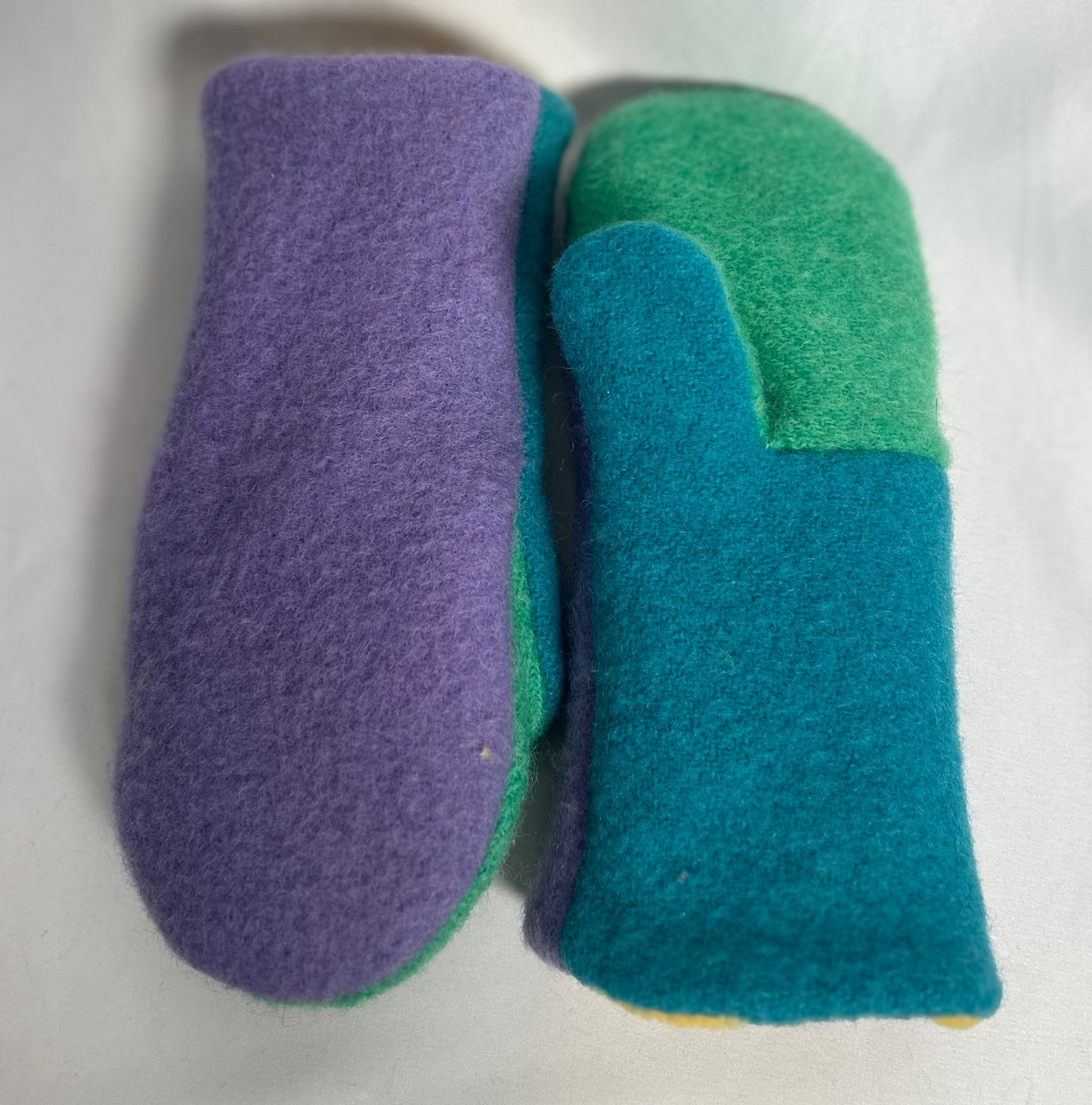 Handmade Upcycled Colour Block Wool Mittens