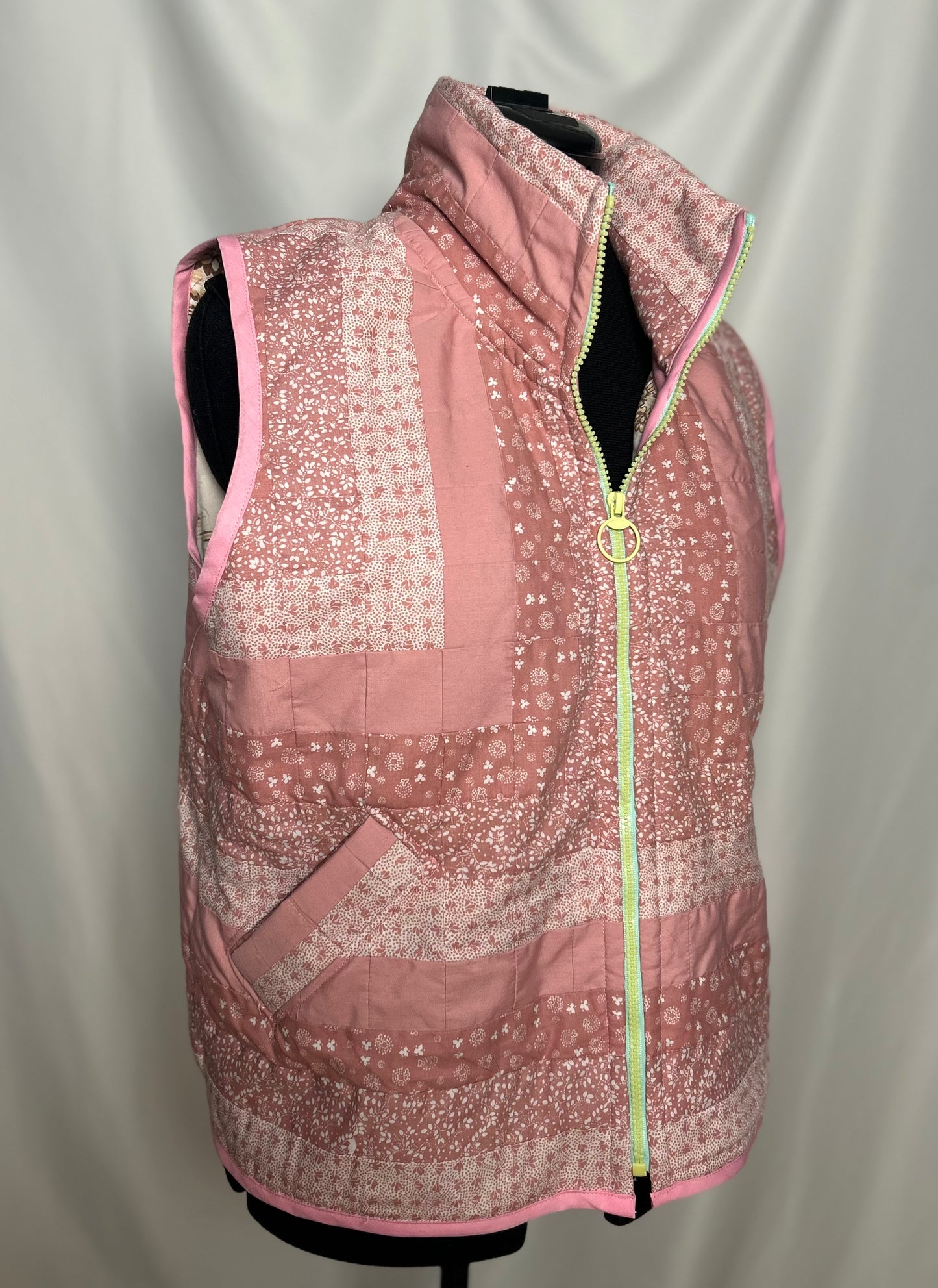 Handmade Upcycled Pink Quilt Vest