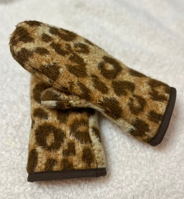 Handmade Upcycled Leopard Blanket Mittens