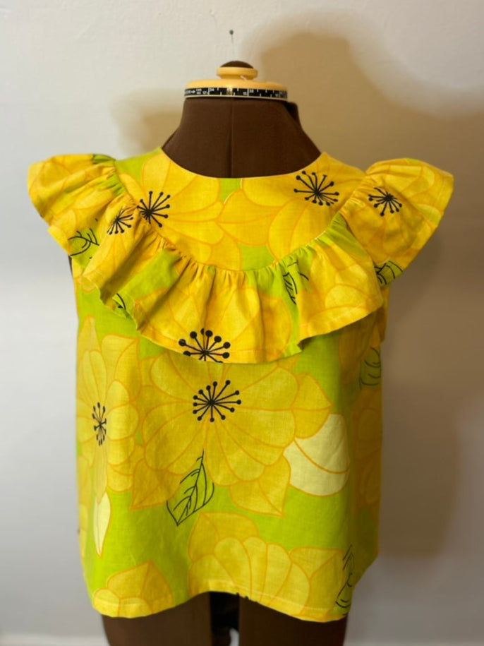 Handmade Upcycled Cotton Ruffle Top