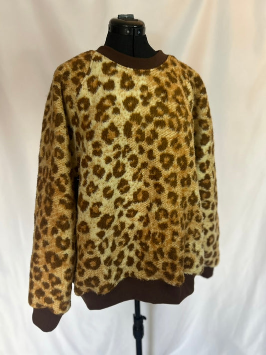 Handmade Upcycled Leopard Blanket Sweatshirt