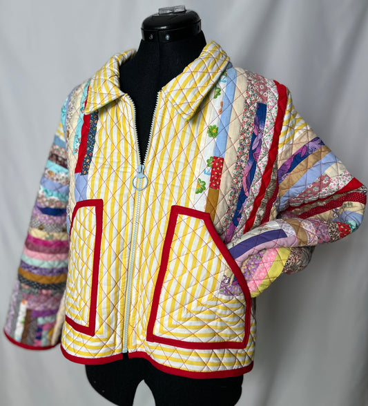 Handmade Upcycled Colourful Quilt Jacket