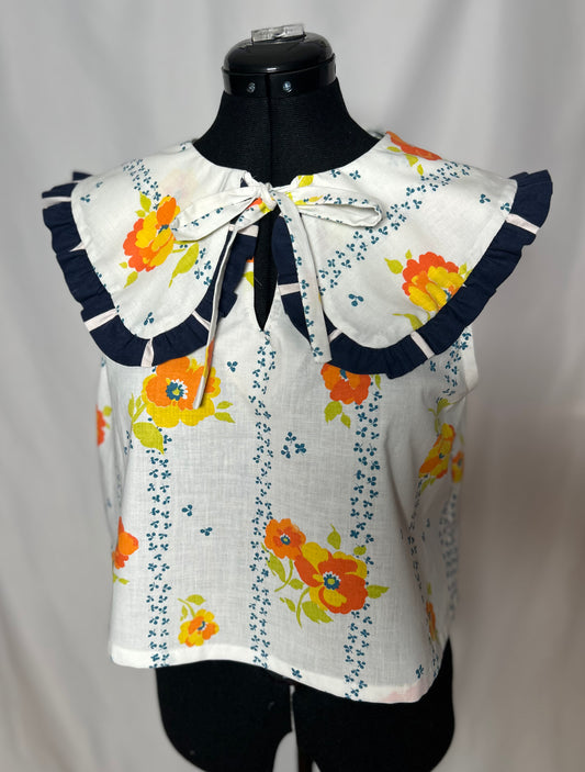 Handmade Upcycled Ruffle Collar Top