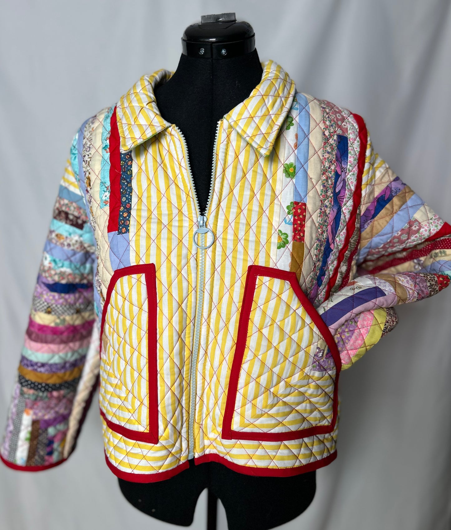 Handmade Upcycled Colourful Quilt Jacket