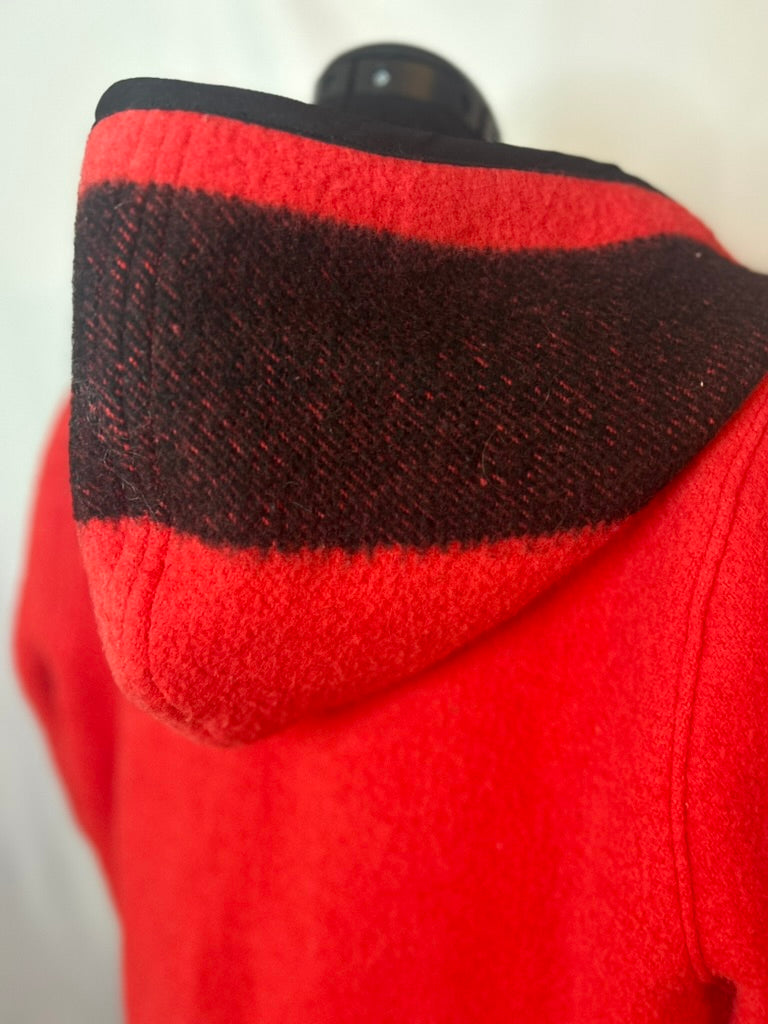 Upcycled Red and Black Vintage Wool Blanket Coat
