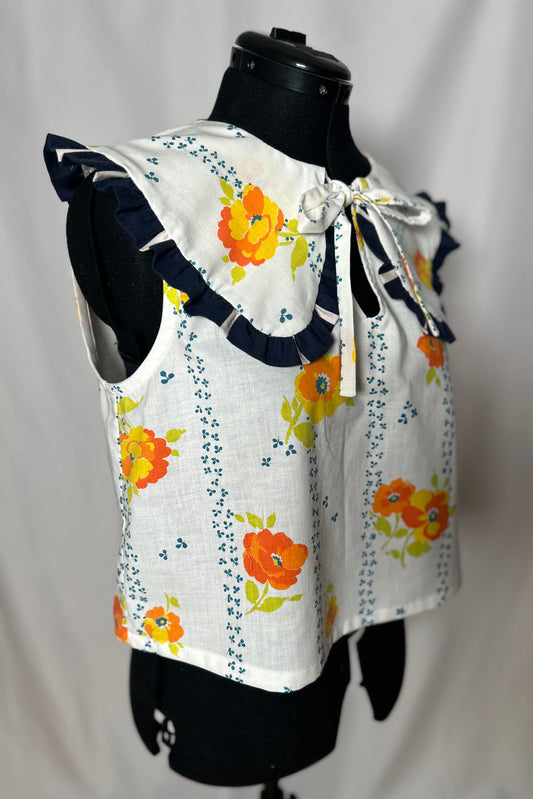 Handmade Upcycled Ruffle Collar Top