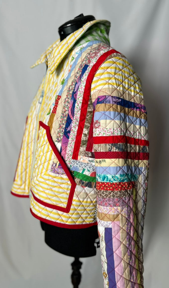 Handmade Upcycled Colourful Quilt Jacket