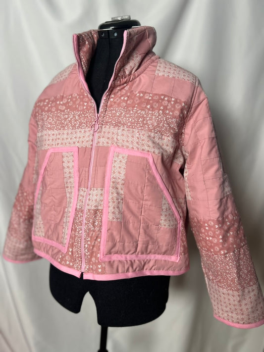 Handmade Upcycled Pink Quilt Shortie Coat