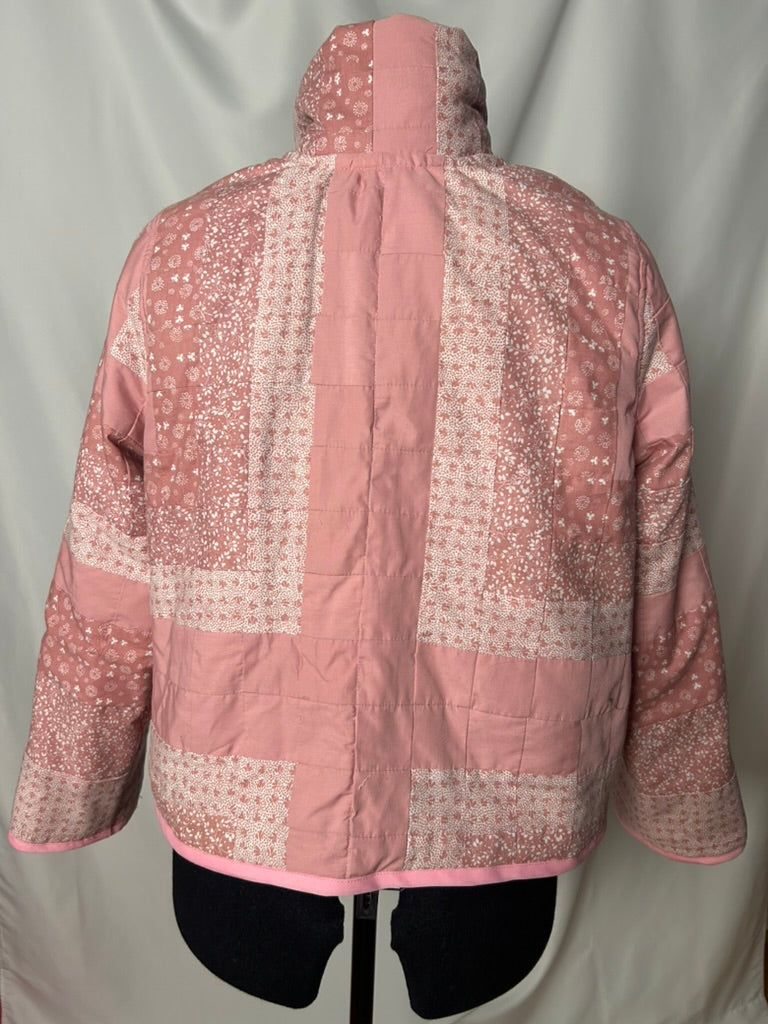 Handmade Upcycled Pink Quilt Shortie Coat