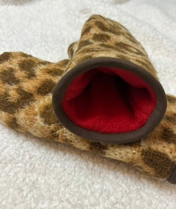 Handmade Upcycled Leopard Blanket Mittens