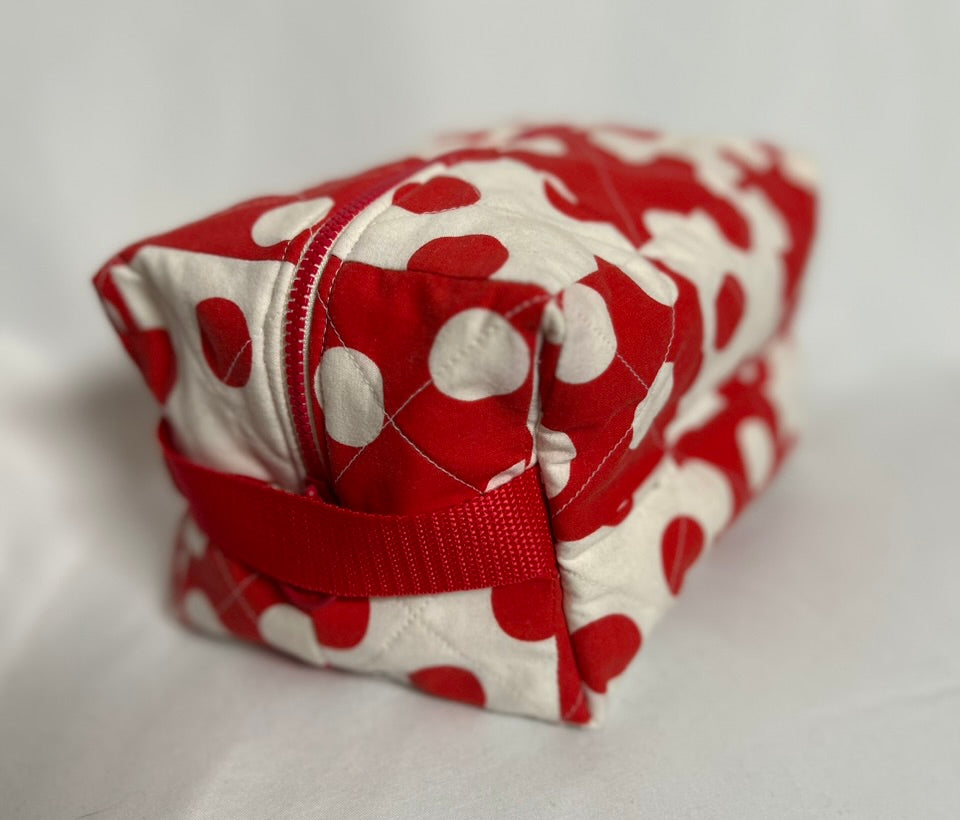 Handmade Upcycled Quilted Polka Dot Boxy Pouch