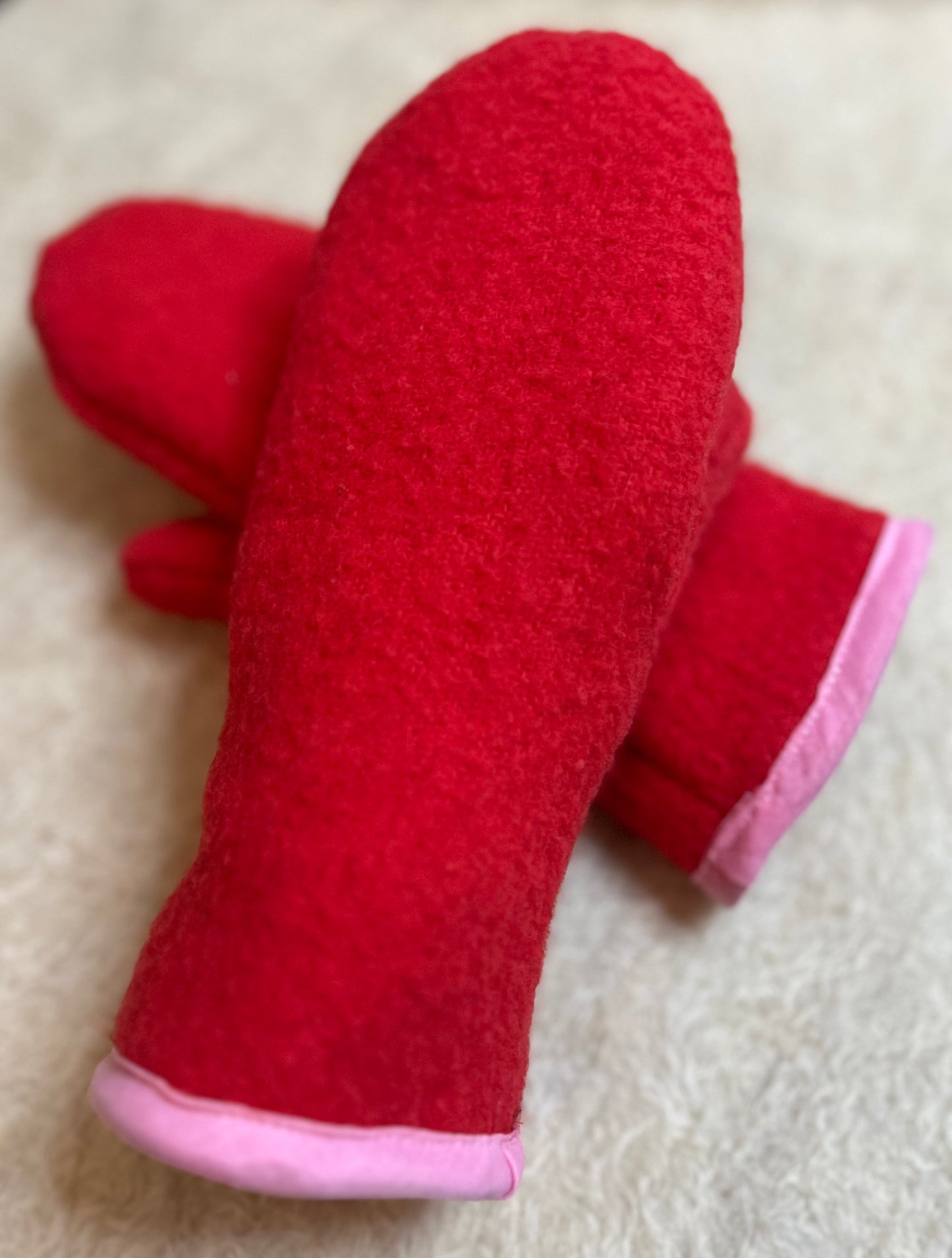 Handmade Upcycled Fleece-Lined Wool Mittens