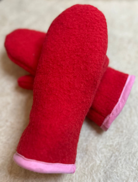 Handmade Upcycled Fleece-Lined Wool Mittens