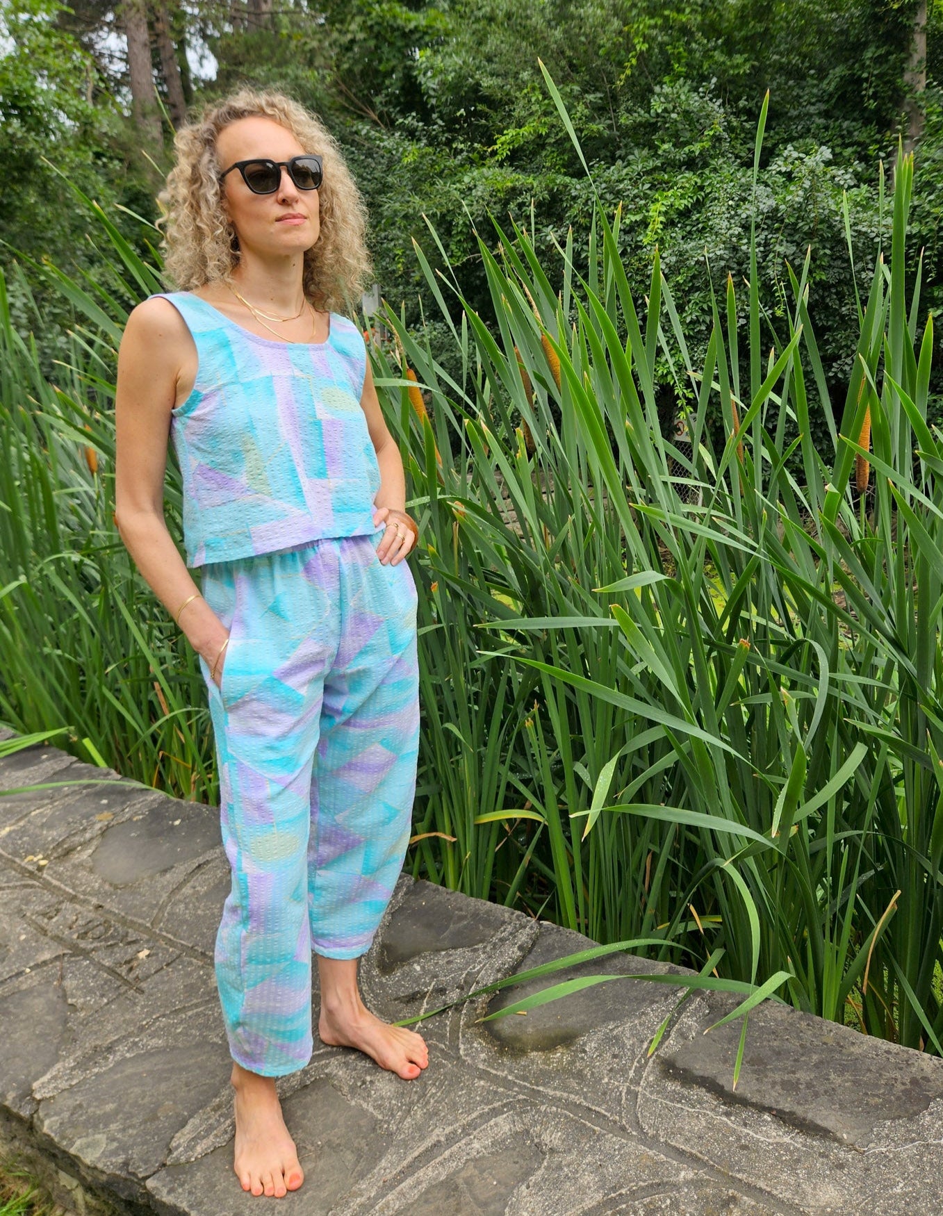 Handmade Upcycled Boxy Scoop Back Tank