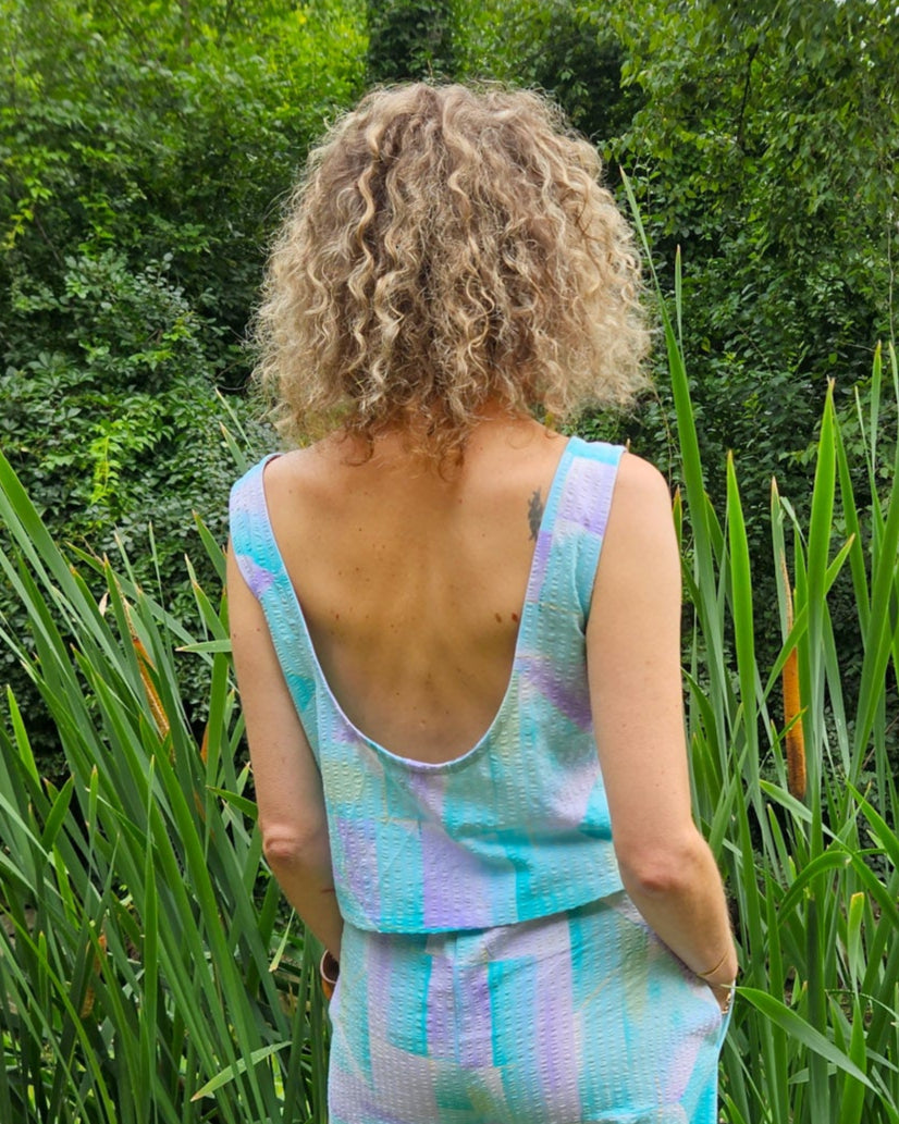 Handmade Upcycled Boxy Scoop Back Tank