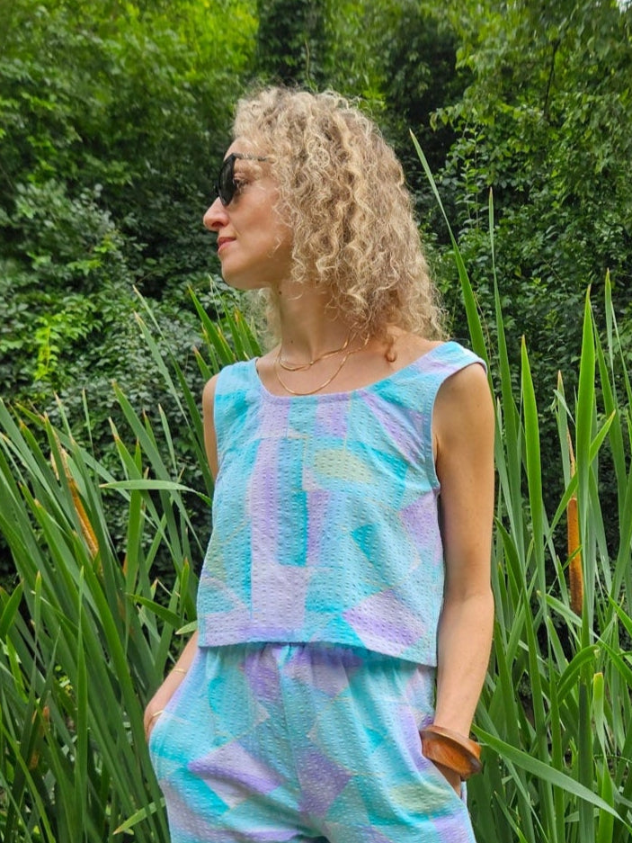 Handmade Upcycled Boxy Scoop Back Tank